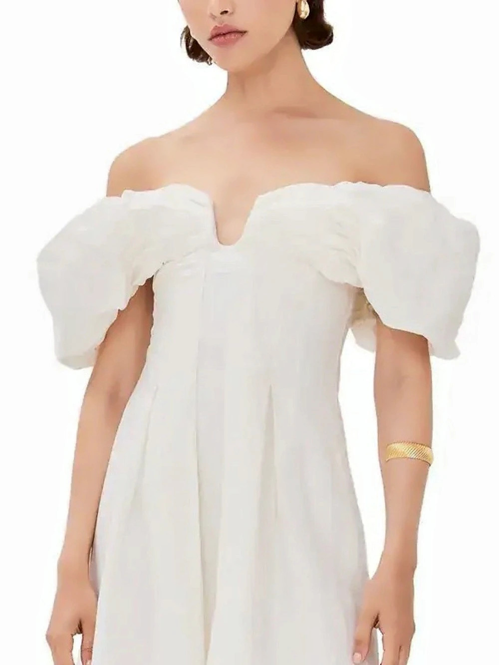 Cult Gaia Asal Dress Puff Sleeve Mini Dress White XS NWT